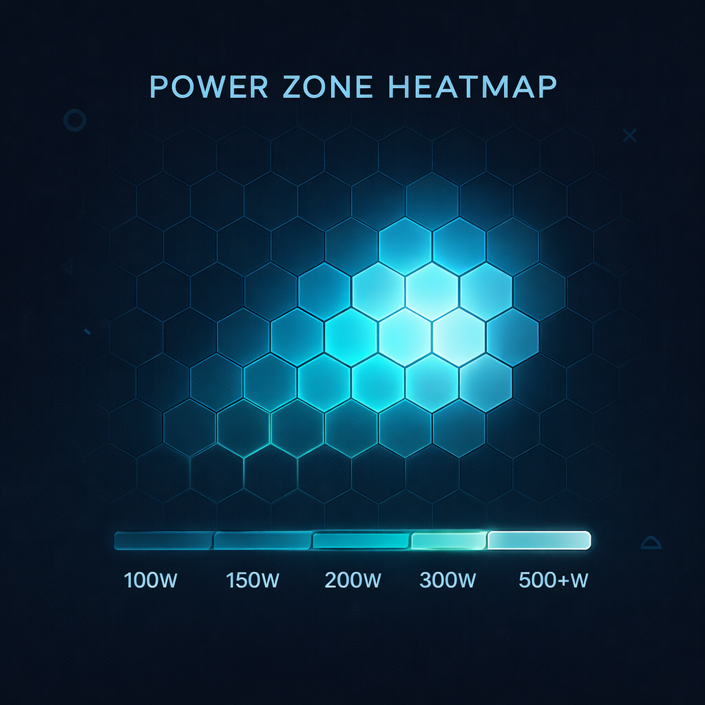 Power zone heatmap visualization with glowing grid cells